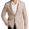 Joseph Abboud Slim Fit Notch Lapel Knit Sport Coat Tan Plaid
