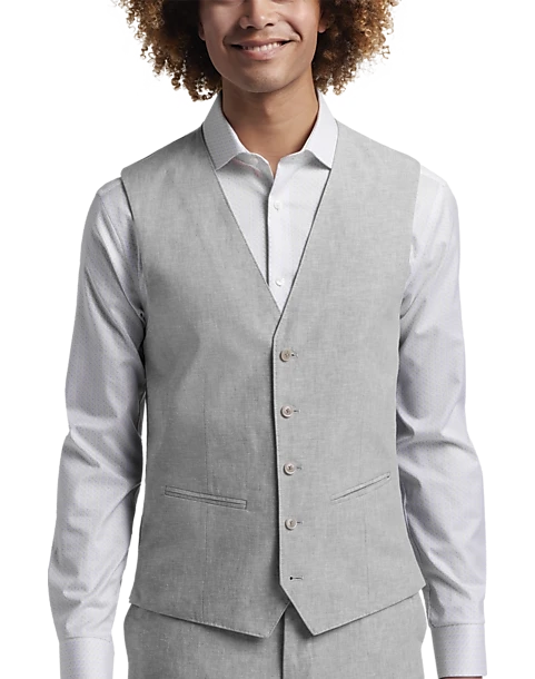 JOE Joseph Abboud Slim Fit Linen Blend Suit Separates Vest, Light Gray