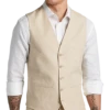 JOE Joseph Abboud Slim Fit Linen Blend Suit Separates Vest, Tan Chambray