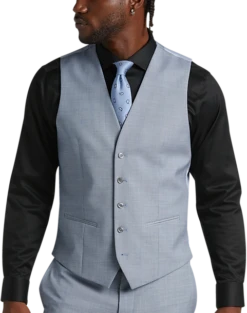 JOE Joseph Abboud Slim Fit Suit Separates Vest Light Blue Sharkskin