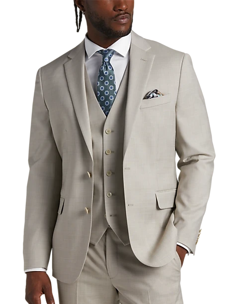 JOE Joseph Abboud Slim Fit Suit Separates Coat, Tan Sharkskin - Image 3