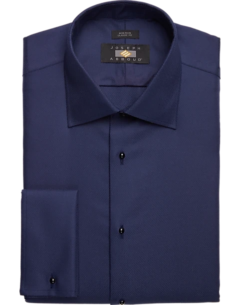Joseph Abboud Classic Fit French Cuff Tuxedo Formal Shirt, Navy