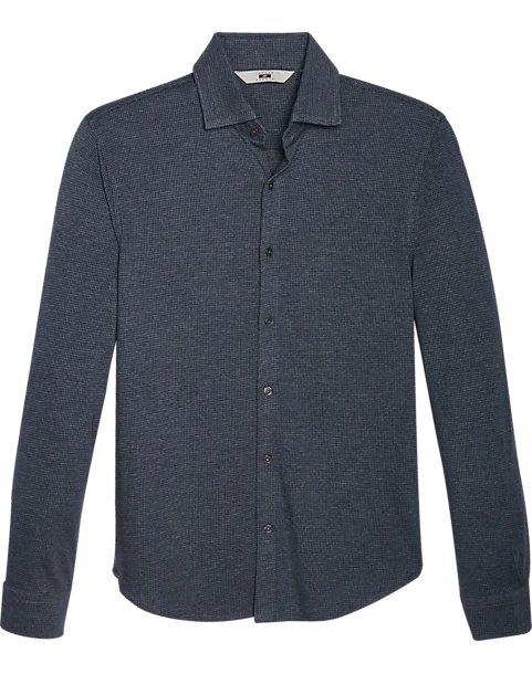 Joseph Abboud Modern Fit Spread Collar Shirt, Navy Blue Houndstooth