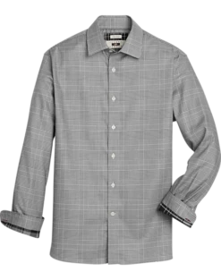 Joseph Abboud Modern Fit Sport Shirt, Black & White Glen Plaid