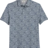 Joseph Abboud Modern Fit Short Sleeve Polo Shirt, Gray & Blue Floral