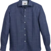 Joseph Abboud Modern Fit Linen Blend Shirt, Navy Gingham