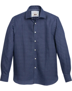Joseph Abboud Modern Fit Linen Blend Shirt, Navy Gingham