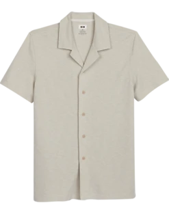 Joseph Abboud Modern Fit Short Sleeve Camp Shirt, Tan
