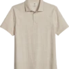 Joseph Abboud Modern Fit Short Sleeve Polo Shirt, Oatmeal Herringbone