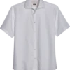 Joseph Abboud Modern Fit Short Sleeve Linen-Blend Sport Shirt, White
