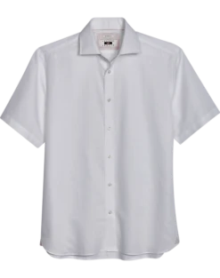 Joseph Abboud Modern Fit Short Sleeve Linen-Blend Sport Shirt, White