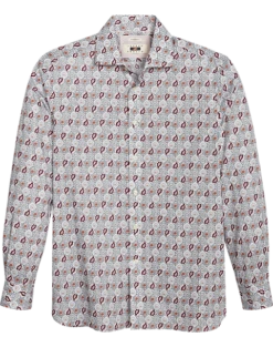 Joseph Abboud Modern Fit Sport Shirt, Burgundy Paisley Tile