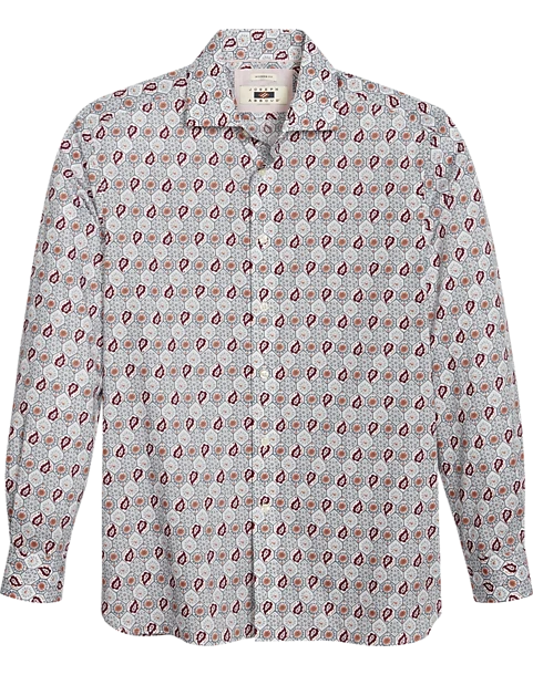 Joseph Abboud Modern Fit Sport Shirt, Burgundy Paisley Tile
