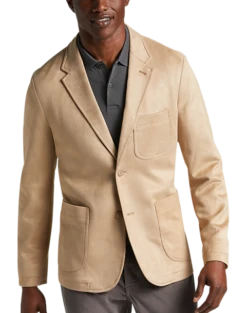Joseph Abboud Modern Fit Notch Lapel Ultra Suede Soft Jacket, Sand