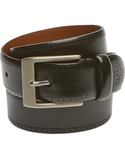 Joseph Abboud Laser Detail Leather Belt, Brown