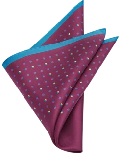 Joseph Abboud Pocket Square, Navy & Burgundy Dot
