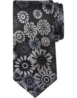 Joseph Abboud Narrow Silk Tie, Black Mod Floral