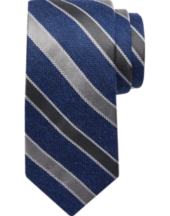 Joseph Abboud Narrow Tie, Navy & Gray Stripe