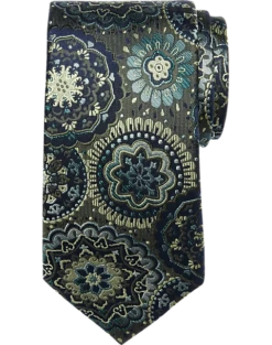 Joseph Abboud Narrow Tie, Olive Medallion