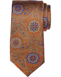 Joseph Abboud Narrow Silk Tie, Rust Paisley Medallion