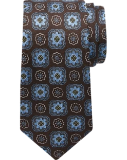 Joseph Abboud Narrow Tie, Brown Medallion