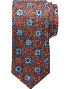 Joseph Abboud Narrow Tie, Rust & Blue Medallion