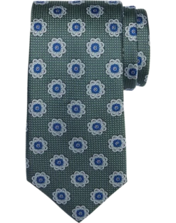 Joseph Abboud Narrow Silk Tie, Olive Medallion