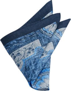 Joseph Abboud Linen Pocket Square, Navy & Blue Fresco