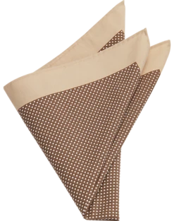 Joseph Abboud Pocket Square, Taupe Dot