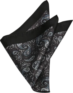 Joseph Abboud Silk Pocket Square, Black Paisley