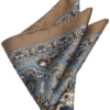 Joseph Abboud Silk Pocket Square, Taupe Paisley