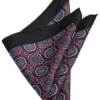 Joseph Abboud Silk Pocket Square, Black & Burgundy Medallion