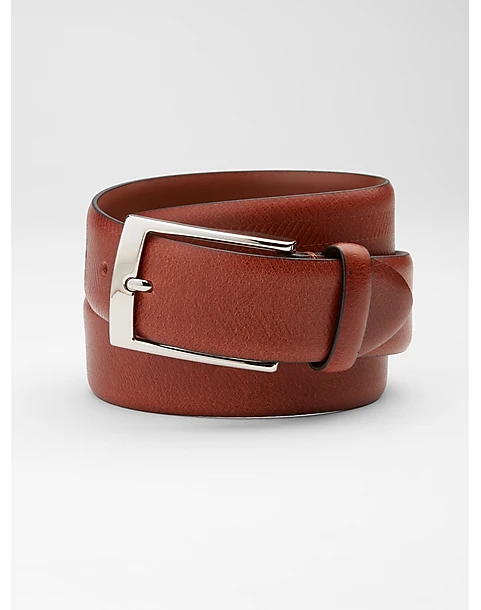 Joseph Abboud Feather Edge Belt, Cognac Herringbone