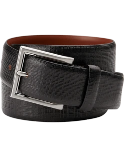 Joseph Abboud Feather Edge Two-Tone Leather Belt, Black