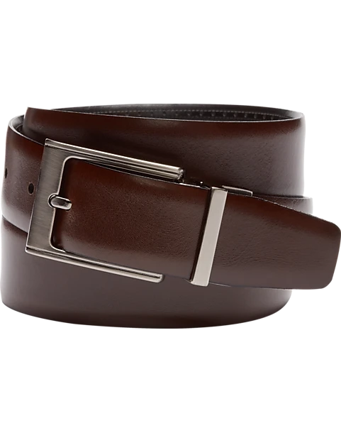 Joseph Abboud Feather Edge Reversible Leather Belt, Black - Image 2