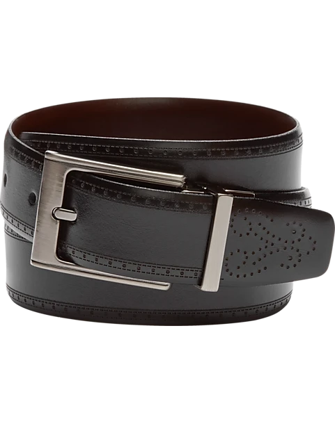 Joseph Abboud Feather Edge Reversible Leather Belt, Black