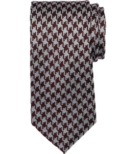 Joseph Abboud Narrow Tie, Burgundy Shepard's Check