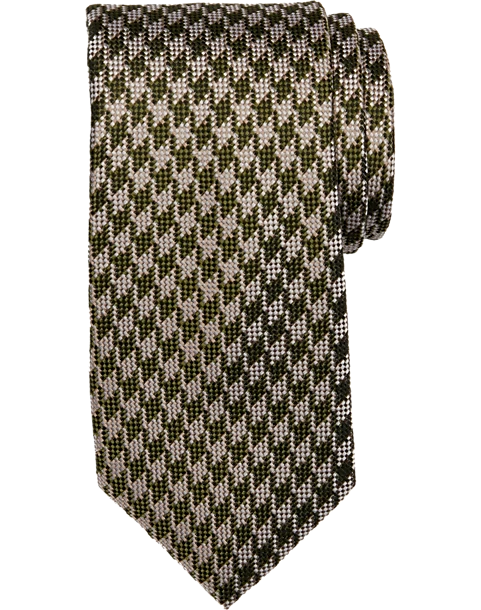 Joseph Abboud Narrow Tie, Olive Shepherd's Check