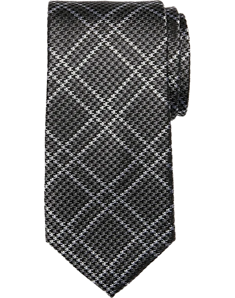 Joseph Abboud Narrow Tie, Black Tonal Plaid