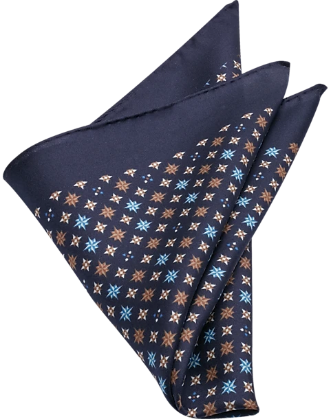 Joseph Abboud Pocket Square, Blue Mini Retro Pattern