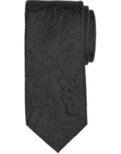 Joseph Abboud Narrow Tie, Black Tonal Paisley