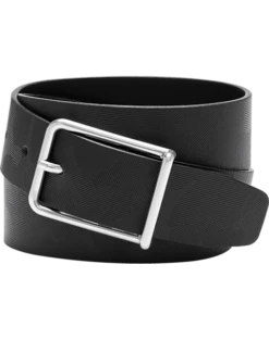 Joseph Abboud Leather Casual Belt, Black Abstract Geo