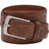 Joseph Abboud Leather Casual Belt, Cognac Floral Paisley