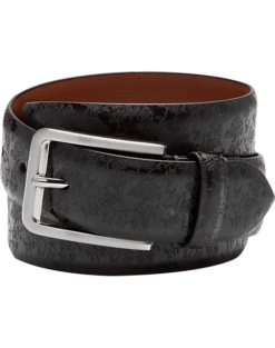 Joseph Abboud Leather Casual Belt, Black Floral