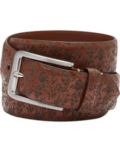 Joseph Abboud Leather Casual Belt, Cognac Floral