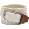 Joseph Abboud Woven Casual Belt, Ivory & White Diamond Check