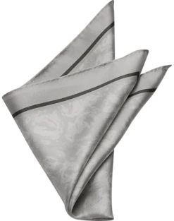 Joseph Abboud Pocket Square, Silver Abstract Swirls